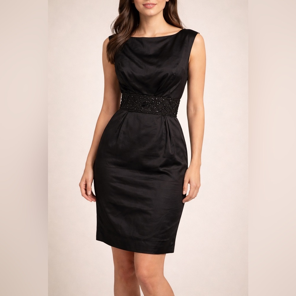 VTG NEW Black Party Dress Pat Sandler Highlights Beaded Cocktail 1950s -60 Sz SM